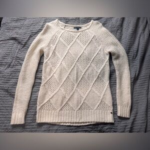 American Eagle Outfitters Cream Crew Neck Sweater with Textured Knit